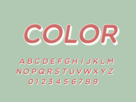 Retro color font and alphabet. Stock vectorのイラスト素材