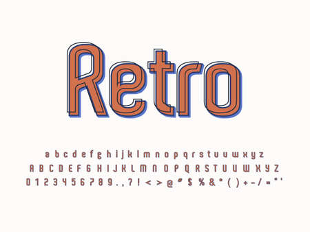 Retro font and alphabet. Stock vector illustrationのイラスト素材