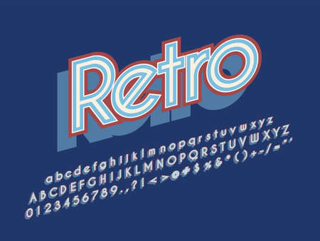 Retro color font and alphabet. Stock vectorのイラスト素材