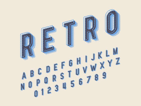 Retro color font and alphabet. Stock vectorのイラスト素材