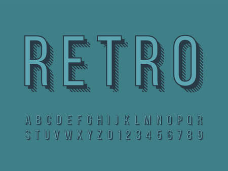 Retro color font and alphabet. Stock vectorのイラスト素材