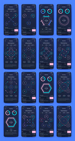 Modern infographic vector elements for business brochures. Use in website, corporate brochure, advertising and marketing. Pie charts, line graphs, bar graphs and timelines.のイラスト素材