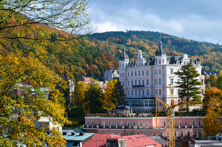 beautiful architecture of Karlovy Vary, houses, buildings, stylish, attractiveのeditorial素材