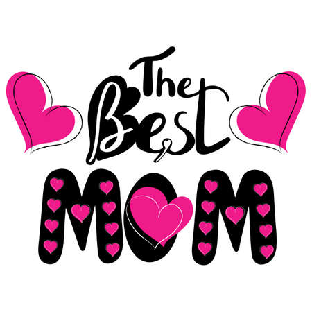 The best mom hand drawn lettering.Mother's Day greeting card.Vector illustration.のイラスト素材
