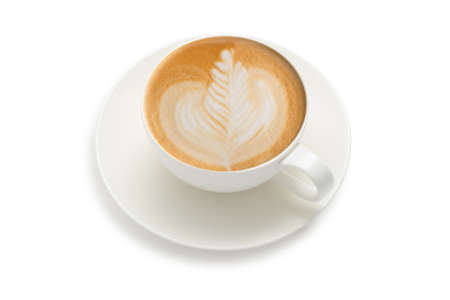 latte art on white backgroundの写真素材