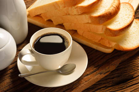 Coffee cup and sliced breadの写真素材