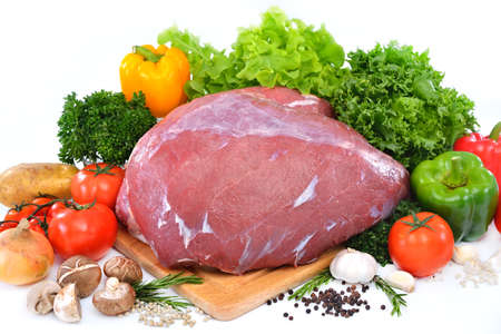 Raw meat ready to be cooked isolated on white ,beef  の写真素材