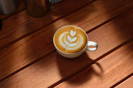 Making of cafe latte art  Tulip shape