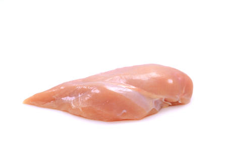 Fresh raw chicken breast isolated on white backgroundの写真素材