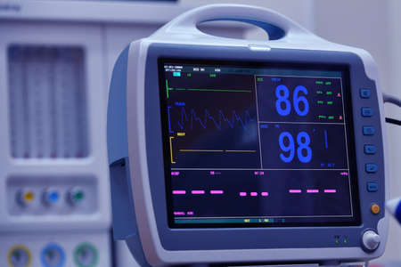 Close up image of a cardiogram in an operating roomの写真素材