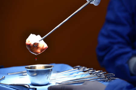 Close up image of a surgical instruments in an operation roomの写真素材