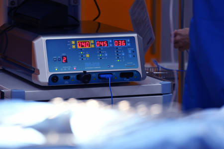 Close up image of a cardiogram in an operating roomの写真素材