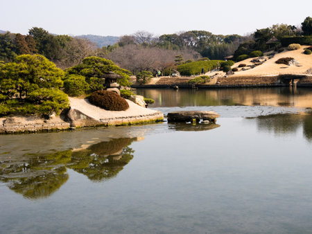 Okayama Korakuen garden in early springのeditorial素材
