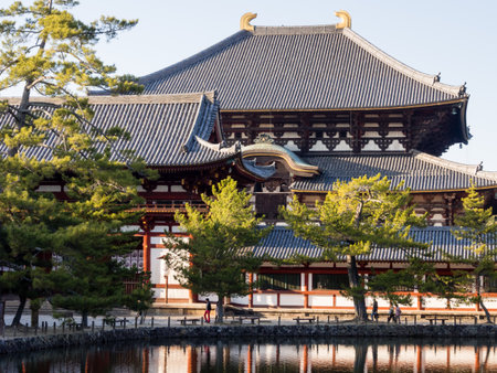 Nara, Japan - March 3, 2013: Tofukuji temple under the setting sunのeditorial素材