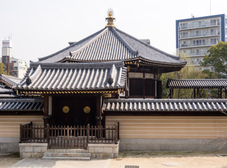 Hexagonal pavilion at Shitennoji buddhist temple in Osaka, Japanのeditorial素材