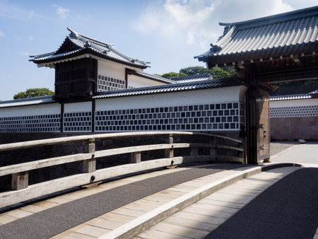 Entrance to historic Japanese samurai castle in Kanazawaのeditorial素材