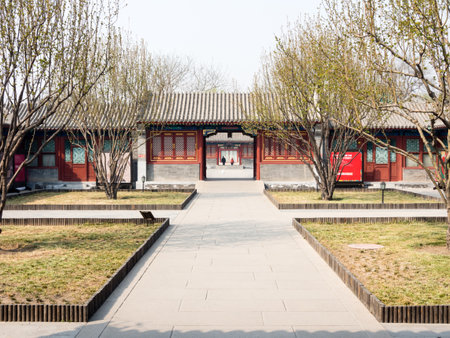 Empty courtyard in Prince Gong classical chinese mansionのeditorial素材