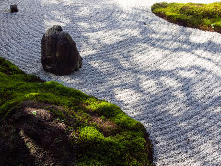 Traditional Japanese rock and sand garden