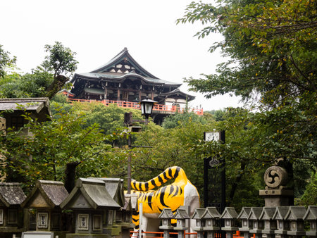 Heguri, Japan - October 1, 2015: View of Chogosonshiji Buddhist temple on Mount Shigiのeditorial素材