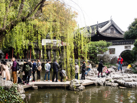 Shanghai, China - March 20, 2016: Springtime in traditional Yuyuan gardenのeditorial素材