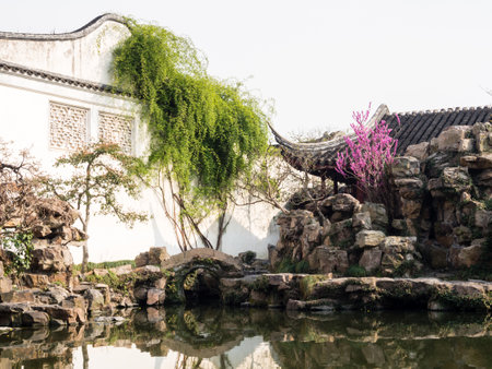 Suzhou, China - March 21, 2016: Master of the Nets Garden in springtimeのeditorial素材