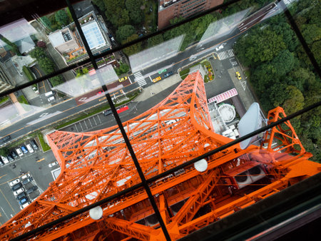 Tokyo, Japan - October 22, 2016: View through glass floor on top of Tokyo Towerのeditorial素材