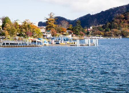 Nikko, Japan - October 24, 2016: Autumn on lake Chuzenji in Nikko national parkのeditorial素材