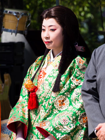 Gifu, Japan - October 4, 2015: Costumed character of Go, a niece of Oda Nobunaga, during the 59th annual Nobunaga Festival paradeのeditorial素材