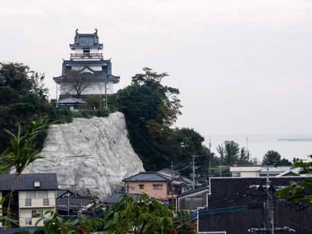 Kitsuki, Japan - October 31, 2016: View of Kitsuki castle overlooking the cityのeditorial素材
