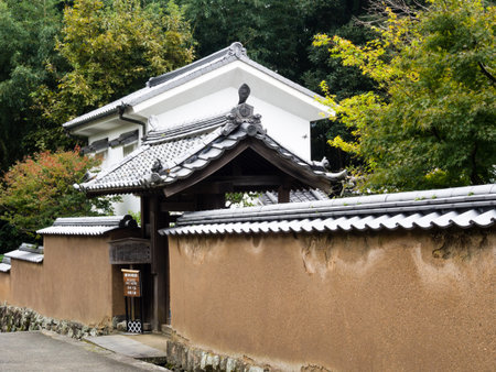 Kitsuki, Japan - October 31, 2016: Entrance to Isoya residence, a traditional Japanese house in historic samurai district of Kitsukiのeditorial素材