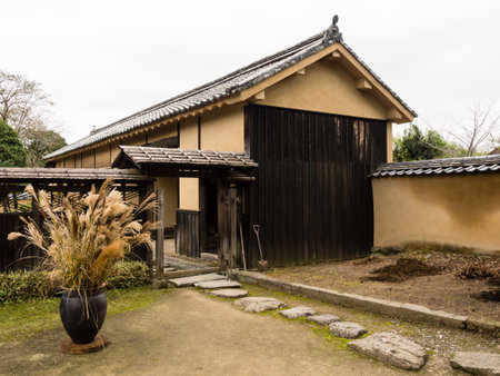 Kitsuki, Japan - October 31, 2016: Entrance gate of Ohara residence, former samurai house in historic castle town of Kitsukiのeditorial素材