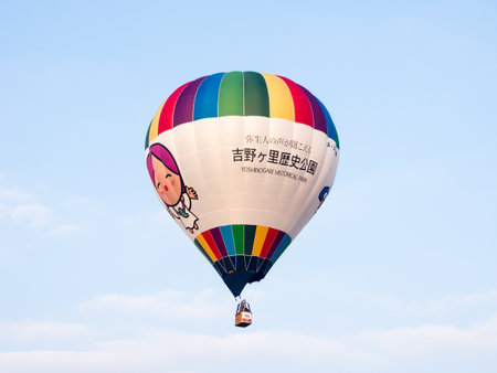 Saga, Japan - November 4, 2016: Colorful hot air balloon flying in the sky during Saga International Balloon Fiestaのeditorial素材