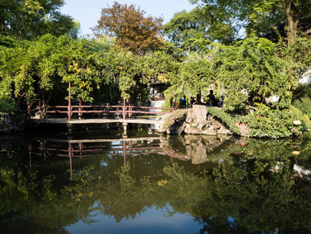 Suzhou, China - October 30, 2017: Evening at Lingering Garden, one of  the famous classical gardens of Suzhouのeditorial素材