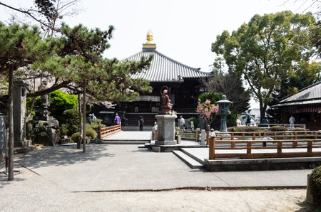 Naruto, Japan - April 2, 2018: On the grounds of Ryozenji, temple number 1 of Shikoku-henro...