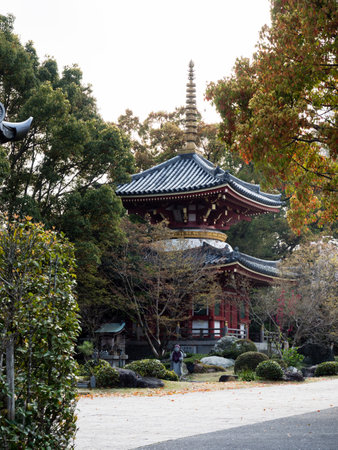 Tokushima, Japan - April 2, 2018: Springtime in Anrakuji, temple number 6 of Shikoku pilgrimageのeditorial素材