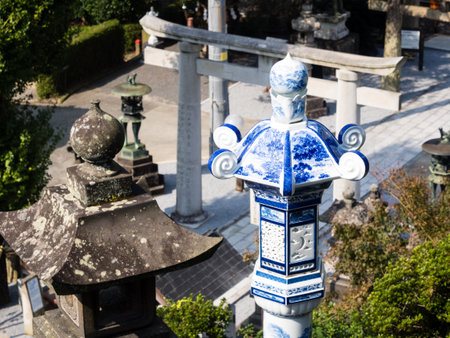 Arita, Japan - November 4, 2016: On the grounds of historic Tozan shrine famous for its ceramic art