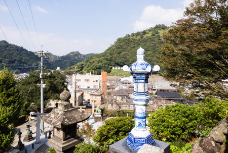 Arita, Japan - November 4, 2016: Panoramic view of Arita town from the grounds of historic Tozan shrine famous for its ceramic artのeditorial素材