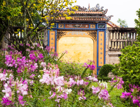 Hue, Vietnam - March 11, 2016: On the grounds of Imperial City of Hue, the former residence of Vietnam's rulers and Unesco World Heritage siteのeditorial素材