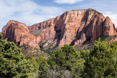 Red rock scenery at Kolob Canyons in Zion National Park, Utah, USAの写真素材