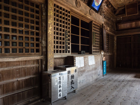 Komatsushima, Japan - April 4, 2018: Main hall of Onzanji, temple number 18 of Shikoku pilgrimageのeditorial素材