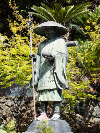 Komatsushima, Japan - April 4, 2018: Kobo Daishi statue on the grounds of Onzanji, temple number 18 of Shikoku pilgrimageのeditorial素材