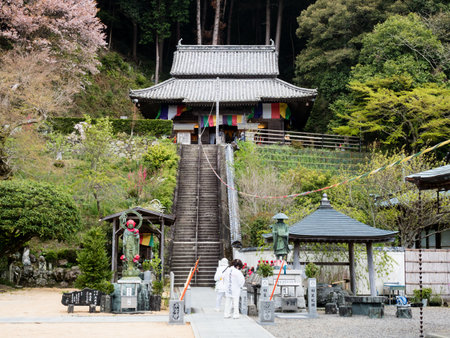 Anan, Tokushima prefecture, Japan - April 5, 2018: On the grounds of Byodoji, temple number 22 of Shikoku pilgrimageのeditorial素材