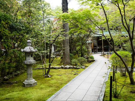 Konan, Kochi prefecture, Japan - April 6, 2018: Traditional garden on the grounds of Dainichiji,...