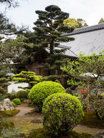 Nankoku, Kochi prefecture, Japan - April 6, 2018: On the grounds of Kokubunji, temple number 29 of Shikoku pilgrimage