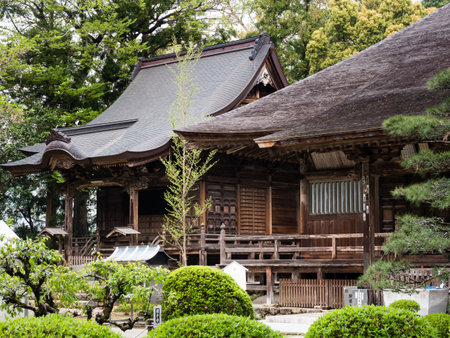 Nankoku, Kochi prefecture, Japan - April 6, 2018: On the grounds of Kokubunji, temple number 29 of Shikoku pilgrimage