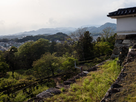 Kochi, Japan - April 6, 2018: View from the ramparts of Kochi castle, one of the 12 original Edo period castles of Japanのeditorial素材