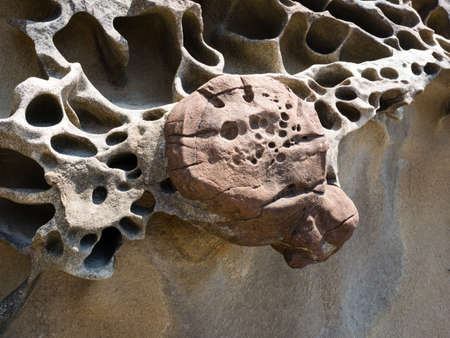Sandstone rock formations at Tatsukushi coast - a natural scenic landmark near Tosashimizu, Kochi...