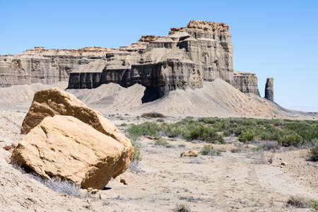 Beautiful sandstone rock formations along scenic state route 24 near Caineville - Utah, USAの写真素材