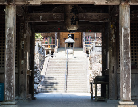 Seiyo, Ehime prefecture, Japan - April 9, 2018: Entrance to Meisekiji, temple number 43 of Shikoku pilgrimageのeditorial素材