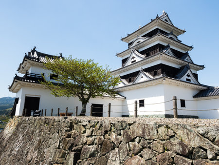 Main keep of Ozu castle, reconstructed in 2004 using traditional building methods - Ehime prefecture, Japanのeditorial素材
